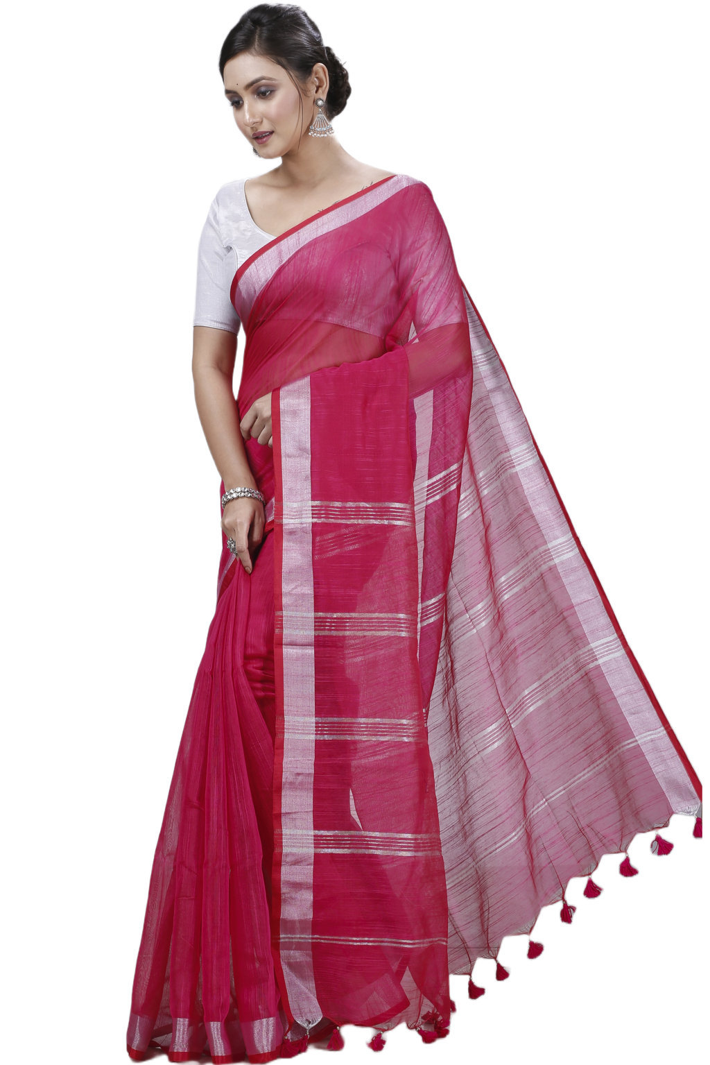 Pink Blended Cotton Toshini Hand Loom Saree (1185)